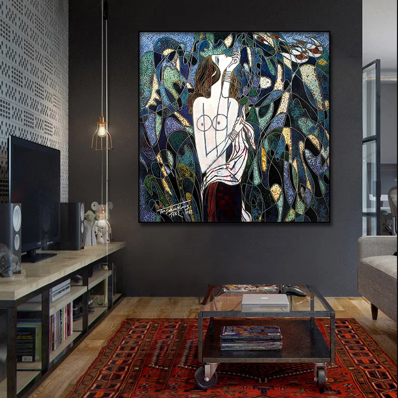 Abstract Thinking Naked Lady Portrait Canvas Posters Wall Art Print Modern Painting Bedroom Living Room Decoration Picture (1)