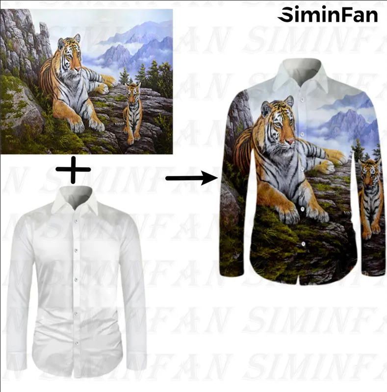 Custom 3D Printed Mens Casual Shirts Blouses Male Clothes Spring Autumn Long Sleeve Cuban Collar Shirt Wholesale Drop 220704