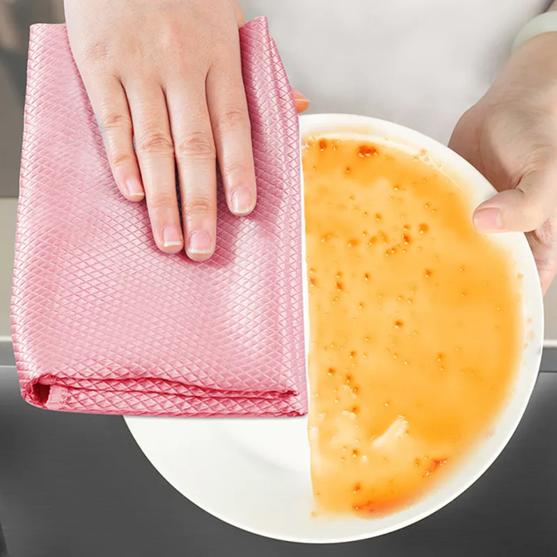 Kitchen AntiGrease Wiping Rags Efficient Fish Scale Wipe Cloth Cleaning Cloth Home Washing Dish Cleaning Towel 220727