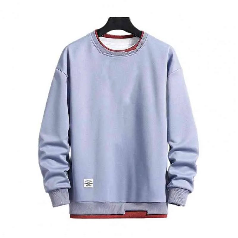 Oversized Hoodie Men Sweater Solid Color Long Sleeves Casual Double-Layered O Neck Sweatshirt Streetwear L220725