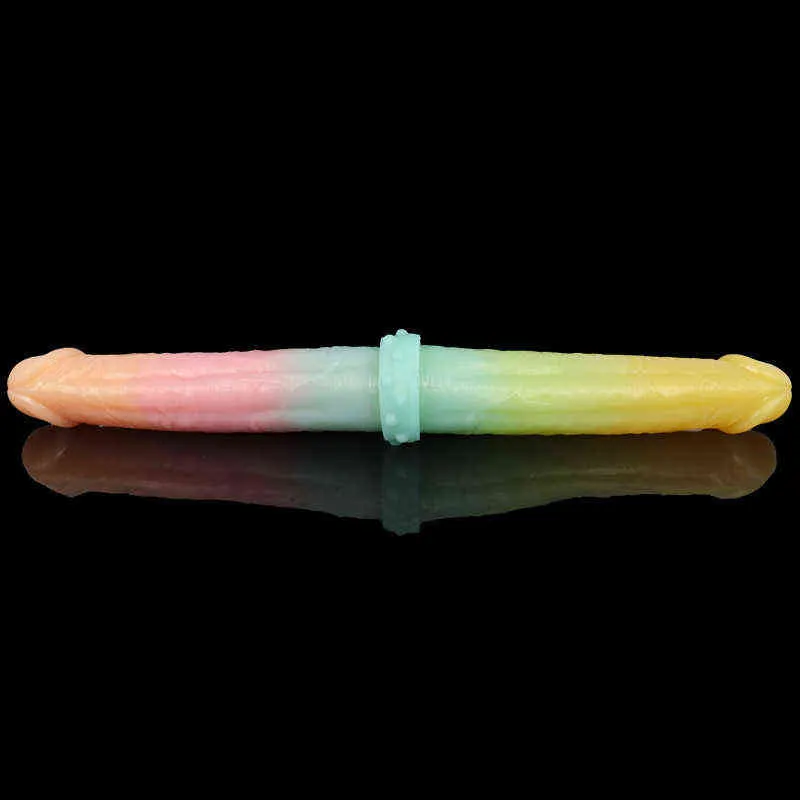 NXY Dildos Silikonowy Kolor Dwuściołowy Symulowany Soft Penis Dla Mężczyzn i Kobiet Sztuczne Penis Backcourt Anal Plug Adult Fun 0316