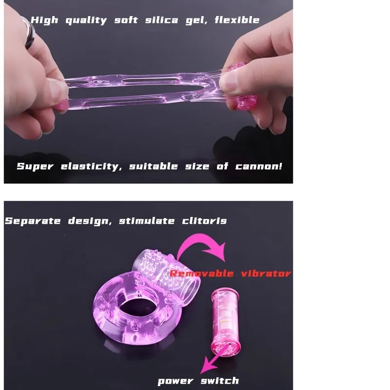 Anneau mâle électronique vibrant adultes jouets sexy vibration cristal papillon coq pénis mini vibrateur