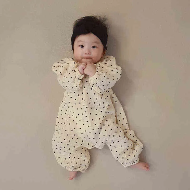Neonato primavera e autunno tuta carina a maniche lunghe bambino sciolto e casual stile coreano pagliaccetto vestiti bambini G220509
