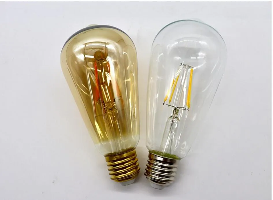 E27 ST64 żarówki LED Vintage LED żarbówka retro światła 2W 4W 6W 8W ciepłe białe AC110-240V3187