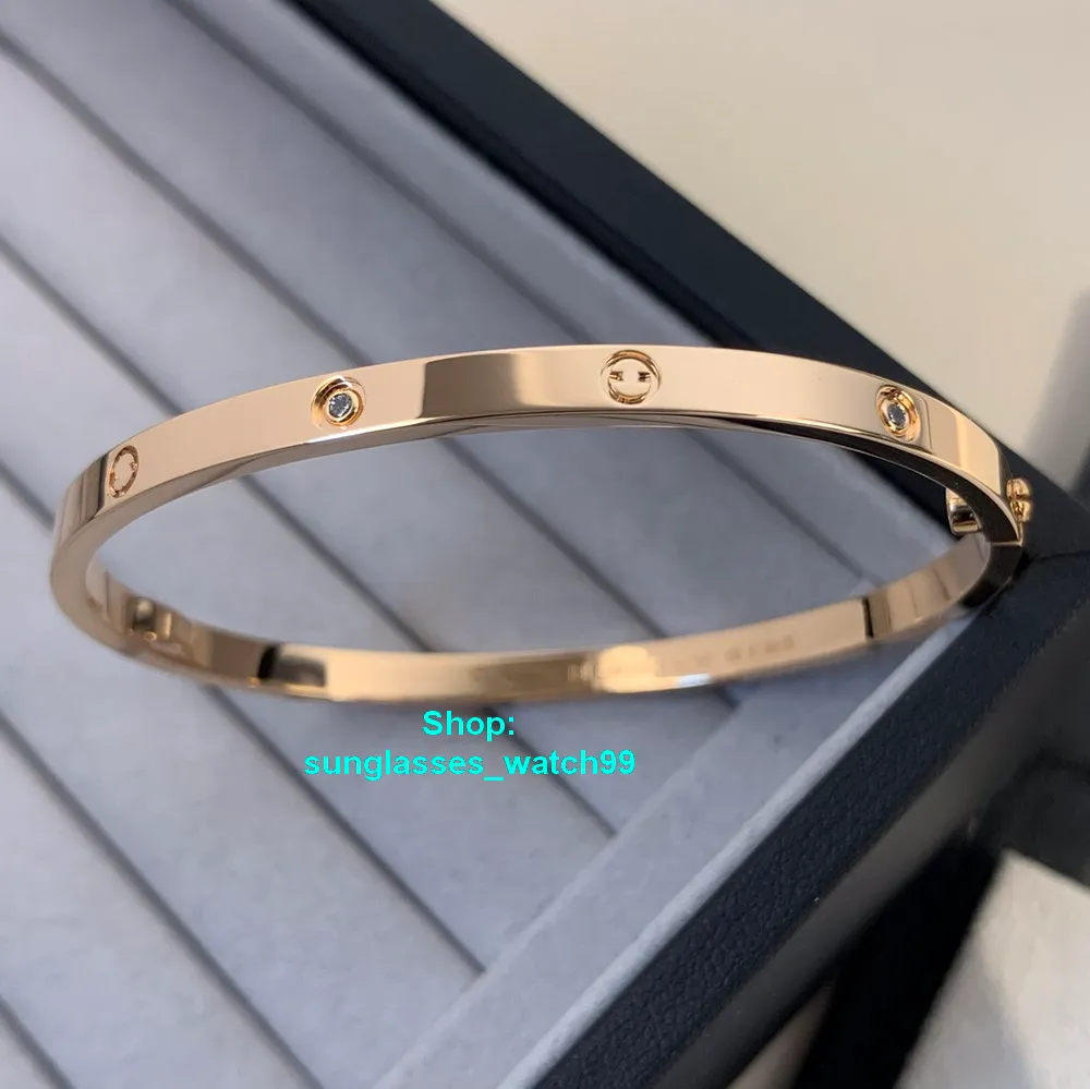 XIS diamants Love bangle version étroite bracelet or Au 750 18 K ne se décolore jamais taille 16-19 avec boîte réplique officielle qualité supérieure luxu302o