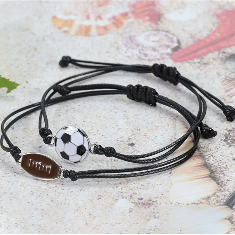 Bracelets tressés en corde de cire Creative Basketball Baseball Football Bracelet de sport Accessoires de mode