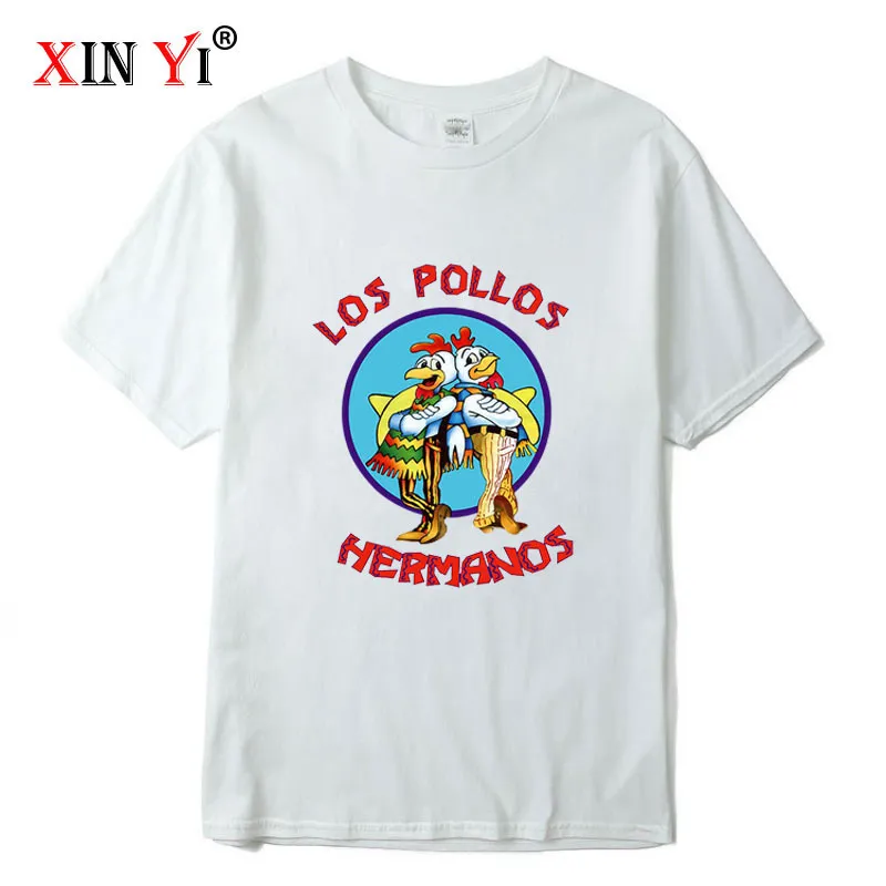 Camiseta masculina de alta qualidade XIN YI 100 algodão Breaking Bad LOS POLLOS Chicken Brothers estampada casual engraçada camiseta masculina 220624
