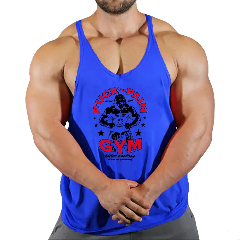 Kas yelek vücut geliştirme stringer koşu yelek marka renkli giyim sporları tank tank topu fitness kolsuz gömlek pamuk pamuk 220527