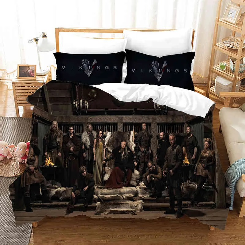 3d Printed Viking Legend Bedding Set Down Quilt Cover with Pillowcase Double Single King