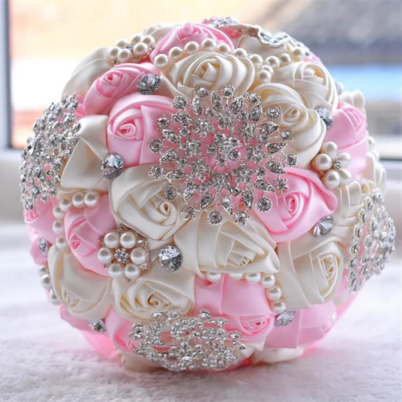 /lotArtificial Wedding Bouquets Hand made Flower Bridesmaid Crystal Bridal Bouquet de mariage 220408