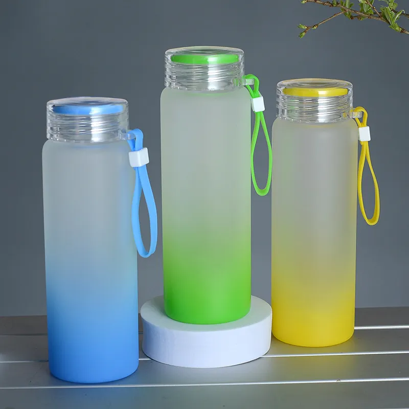 Home Sublimatie Waterflessen 500ml Frosted Glass Water Bottle gradiënt Blank Tumbler Drinkware ZC1180