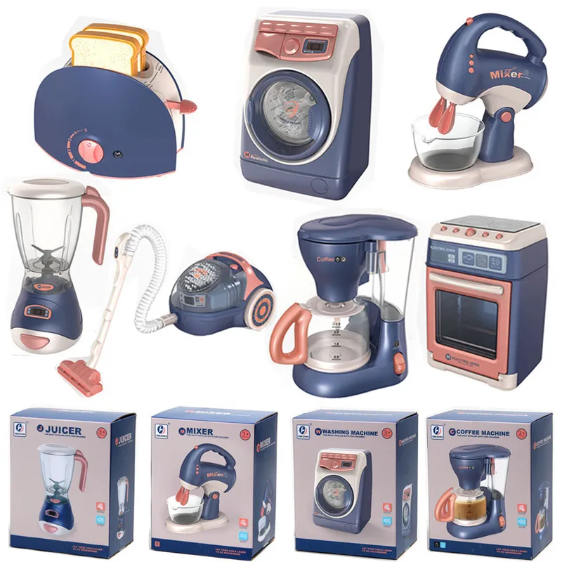 Enfants jouent maison appareils ménagers cuisine jouet garçon fille Simulation électrique Machine à laver pain aspirateur coffret cadeau 220627