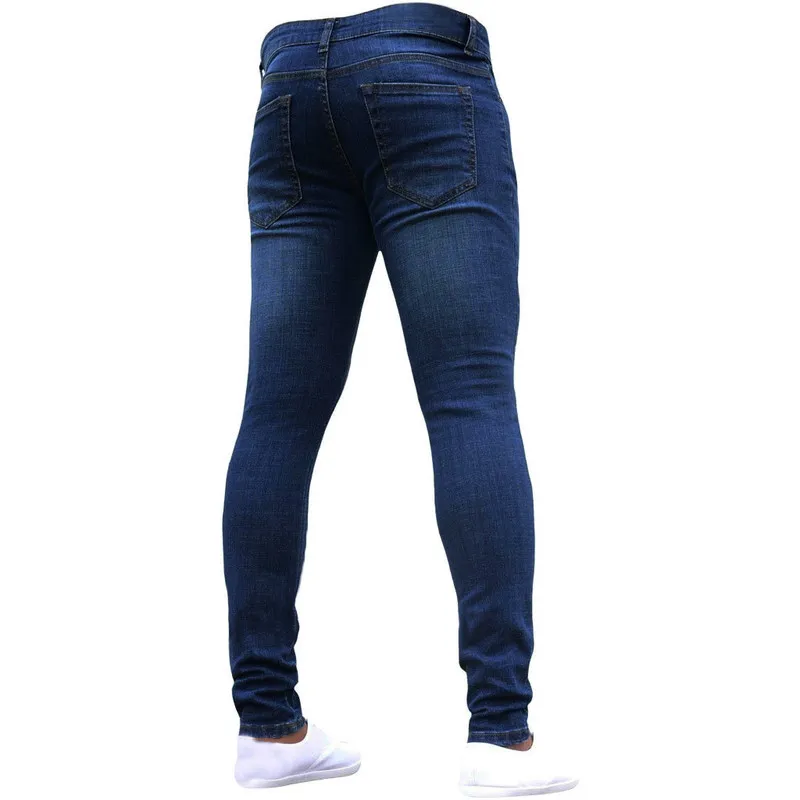 Mens Pants High Waist Zipper Stretch Jeans Casual Slim Fit Trousers Male Plus Size Pencil Denim Skinny For Men 220328