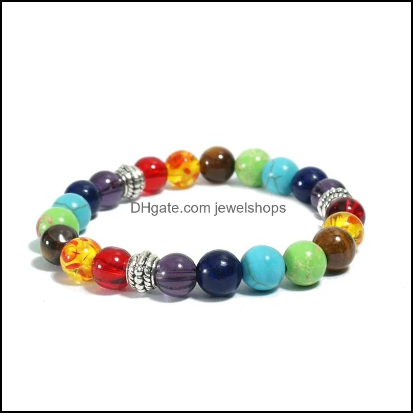 Beaded Bracelets 7 Chakra healing Stone Strands Bracelet Crystal Gemstone Jewelry For Women Yoga Meditation Wholesale