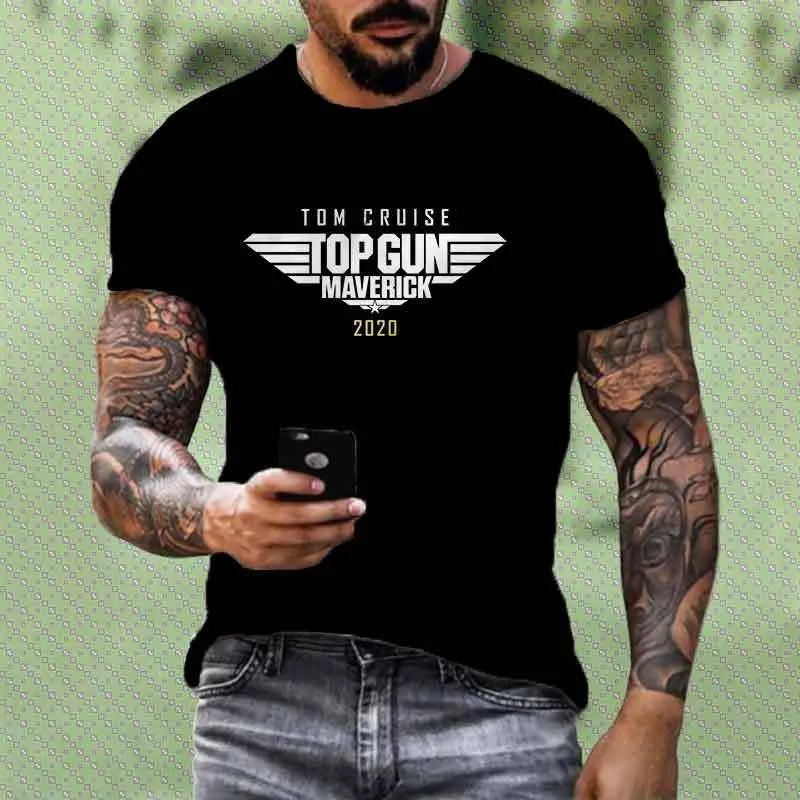 Maverick tryckt män s t shirt sommar kort ärmfilm mode trend casual hip hop t shirt manliga kläder topp 220705