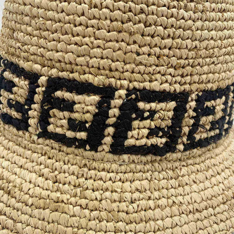 Pure Handwoven Raffia Hats Color Letter Fisherman Hats Highquality Natural Straw Pot Hats Outdoor Sun Protection3184394