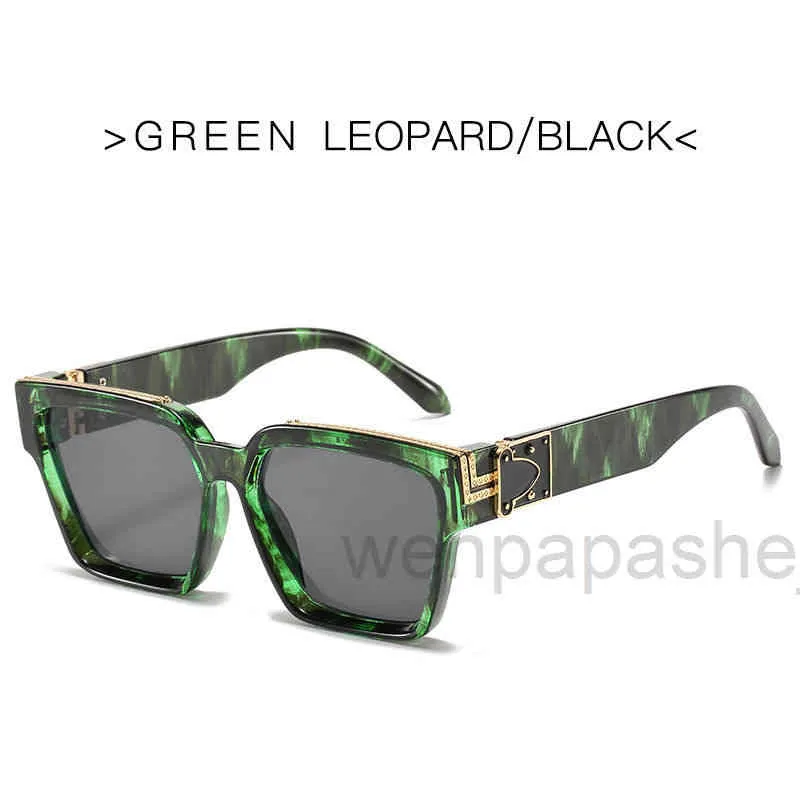 Designer milionários de óculos de sol luxuosos esportes de grandes dimensões homens leopardo imprimir marcas de moda européia americana beisebol vintag216o