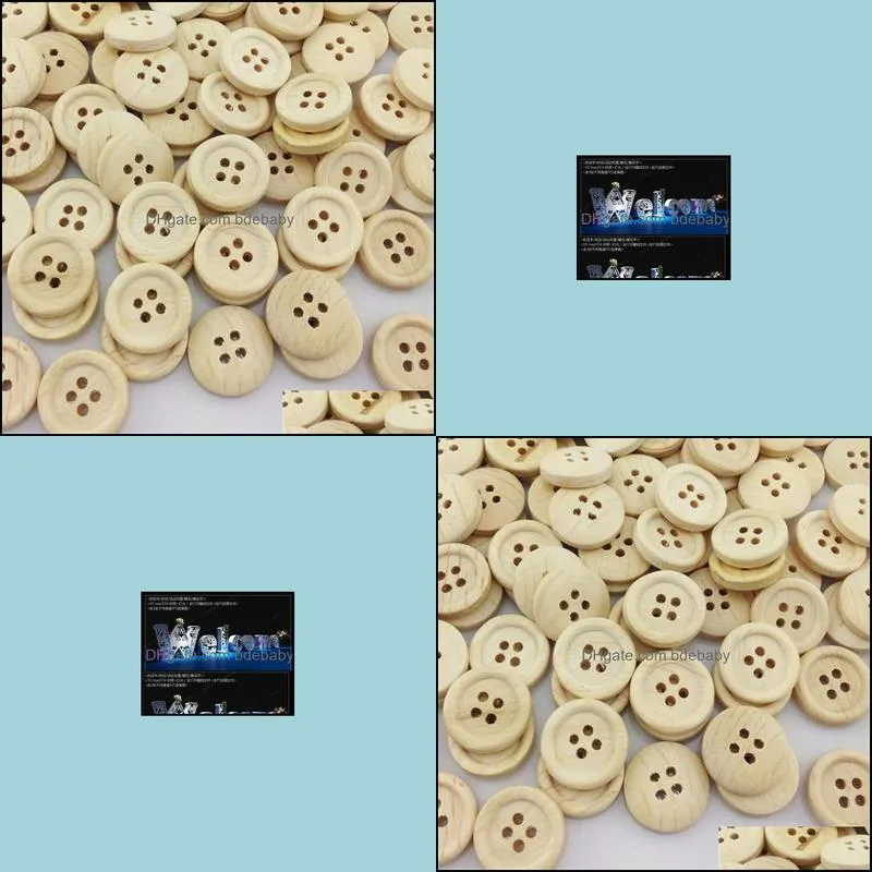 Wholesale 300PCS New 4 hole Round Wood Buttons 20mm Sewing Craft WB27