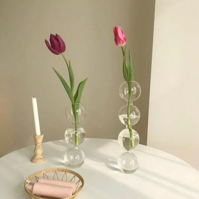 Vase en verre décor à la maison petit Vase décor de chambre Vases à fleurs accessoires de décoration de maison décoration de mariage Pot de plante hydroponique 220423