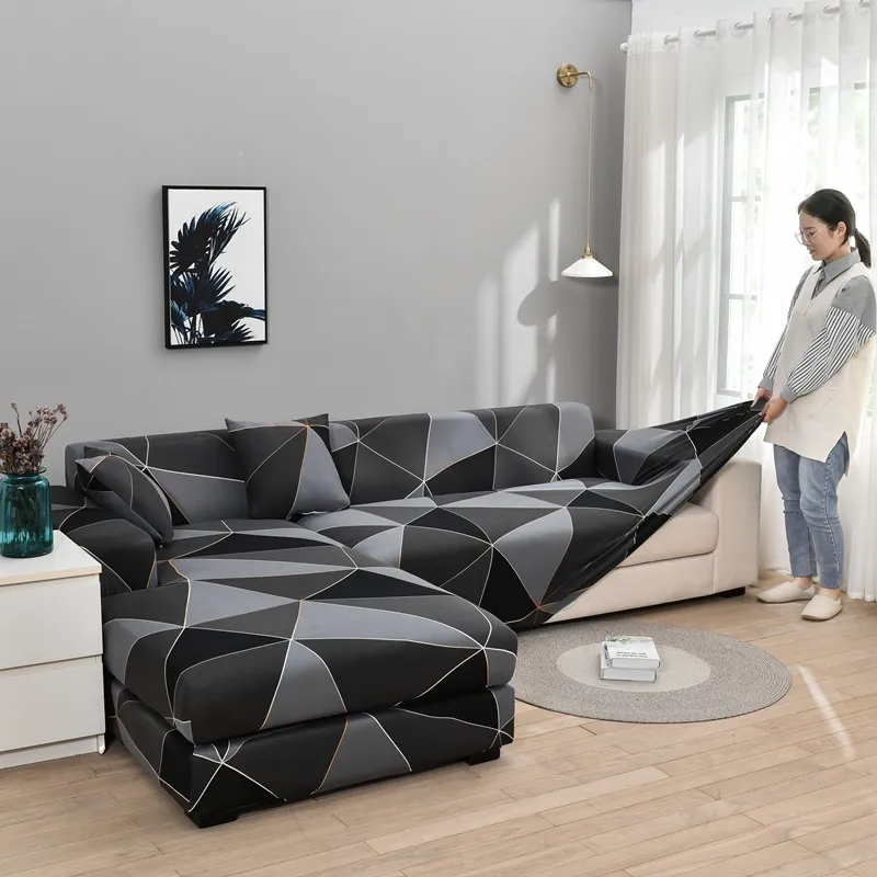 Housse de canapé en spandex pour salon section de canapé slip stretch fauteuil en forme de L matériau élastique 220615