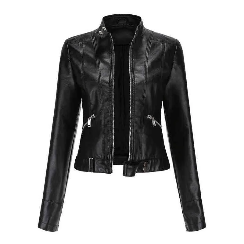 Mode lederen jas dames moto motorrijder motorfiets vrouwelijke jas paarse zwarte koffie rode herfst veerveste cuir femme l220801