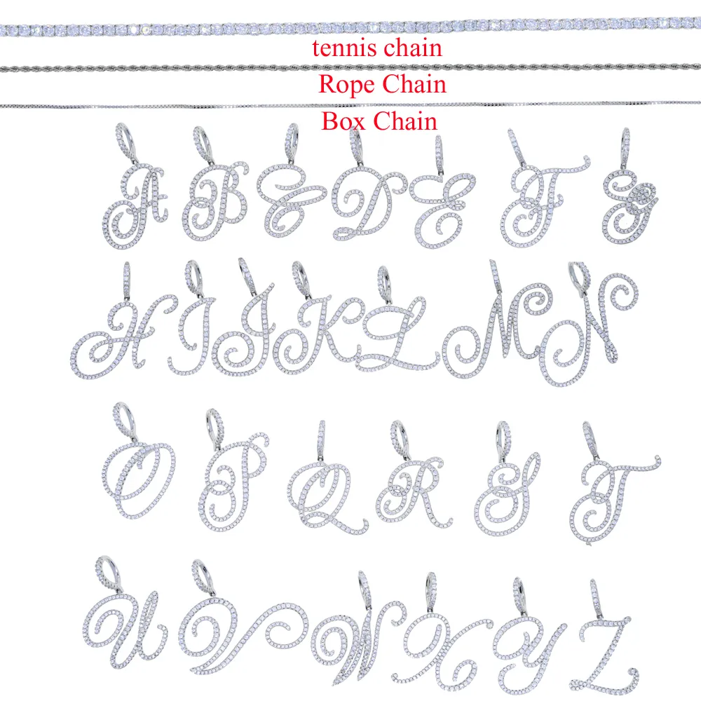 Halskette mit kursivem 26-Anfangsbuchstaben-Anhänger, Mikropflaster, 5A-Kubikzirkonia, CZ-Alphabet, Namensschmuck6783501