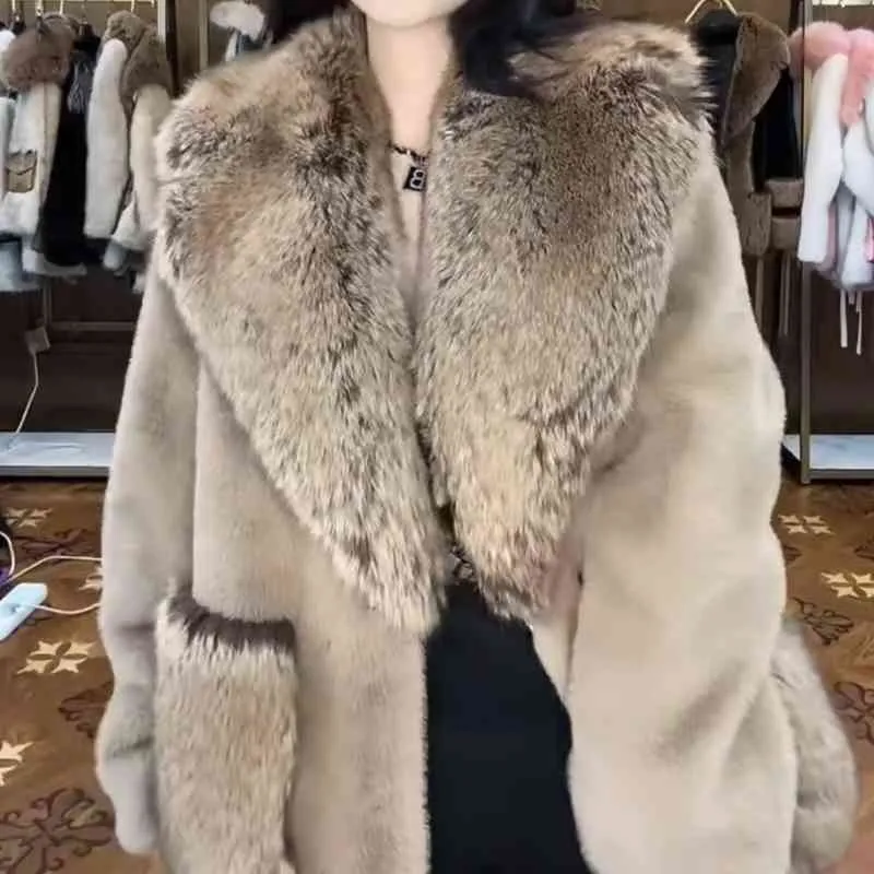 High-End Fur Long Sleeve Women Toka Double Face Wool Warm Mid-Length Coats 2022 New Winter Fashion Casual Elegant Fur Jacket T220716