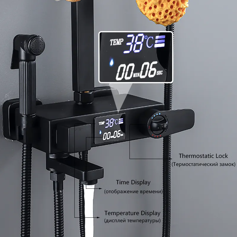 Thermostatic Digital Display Shower Faucet Set Mxer Crane Shower Bath Faucet Bathtub Shower Mixer Taps Bidet Faucet