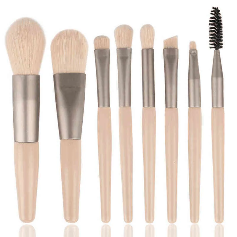 NXY Makeup Brushes 8st Mini med matt Trähandtag Portable Soft Hair Brush Set Beauty Tools 0406