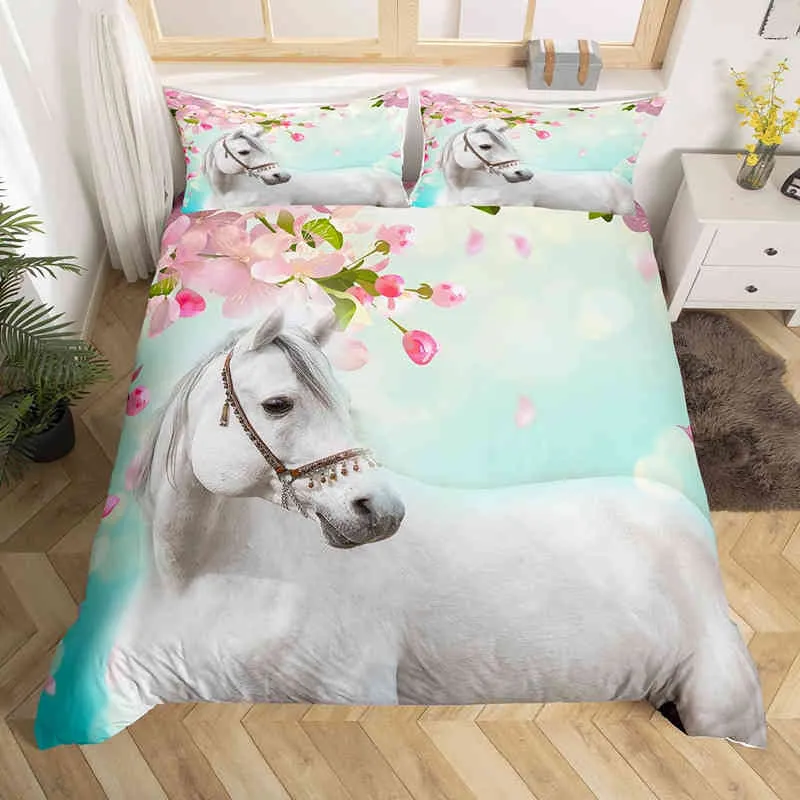 3d häst täcke täcker kung queen size gul solros sängkläder set blommig djur temat quilt vilda djur mjuk tröskel