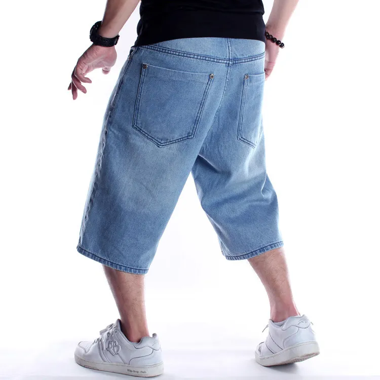 Summer Mens Shorts Hip Hop Harem Denim Jeans Boardshorts American Fashion Loose Baggy Cotton Shorts Big Size 30-46