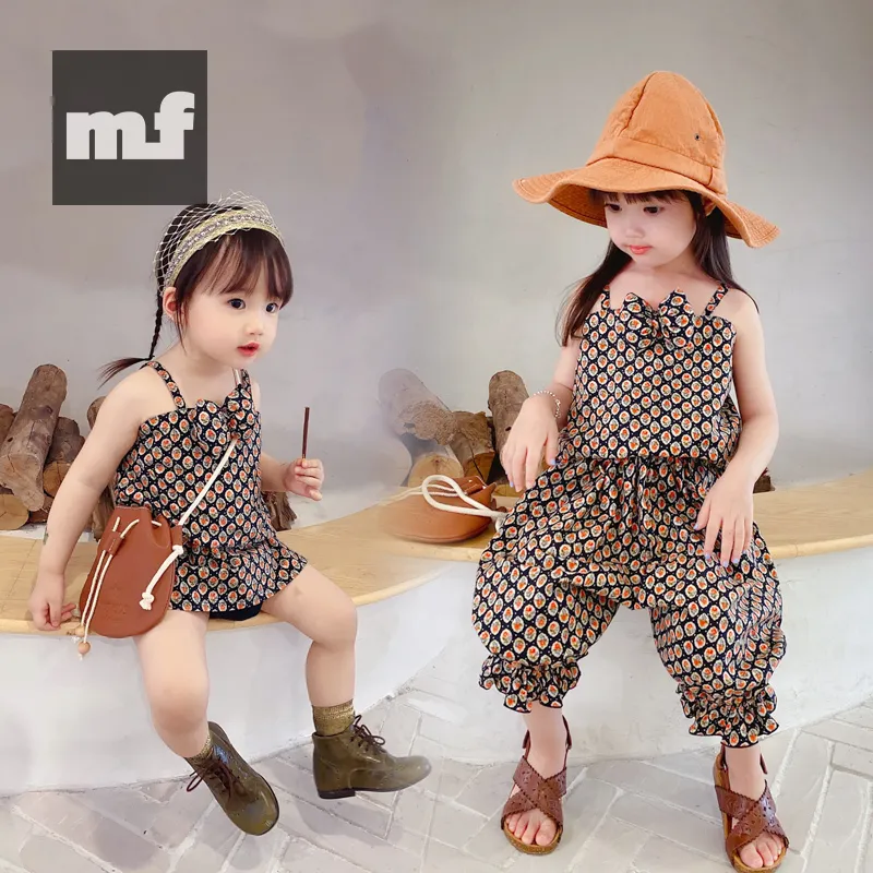 Meisjeskleding Sets Summer Kids Flower Babyjurk Kinderen Casual Fashion Suspender Rok en shorts Tweedelige pakken 220620