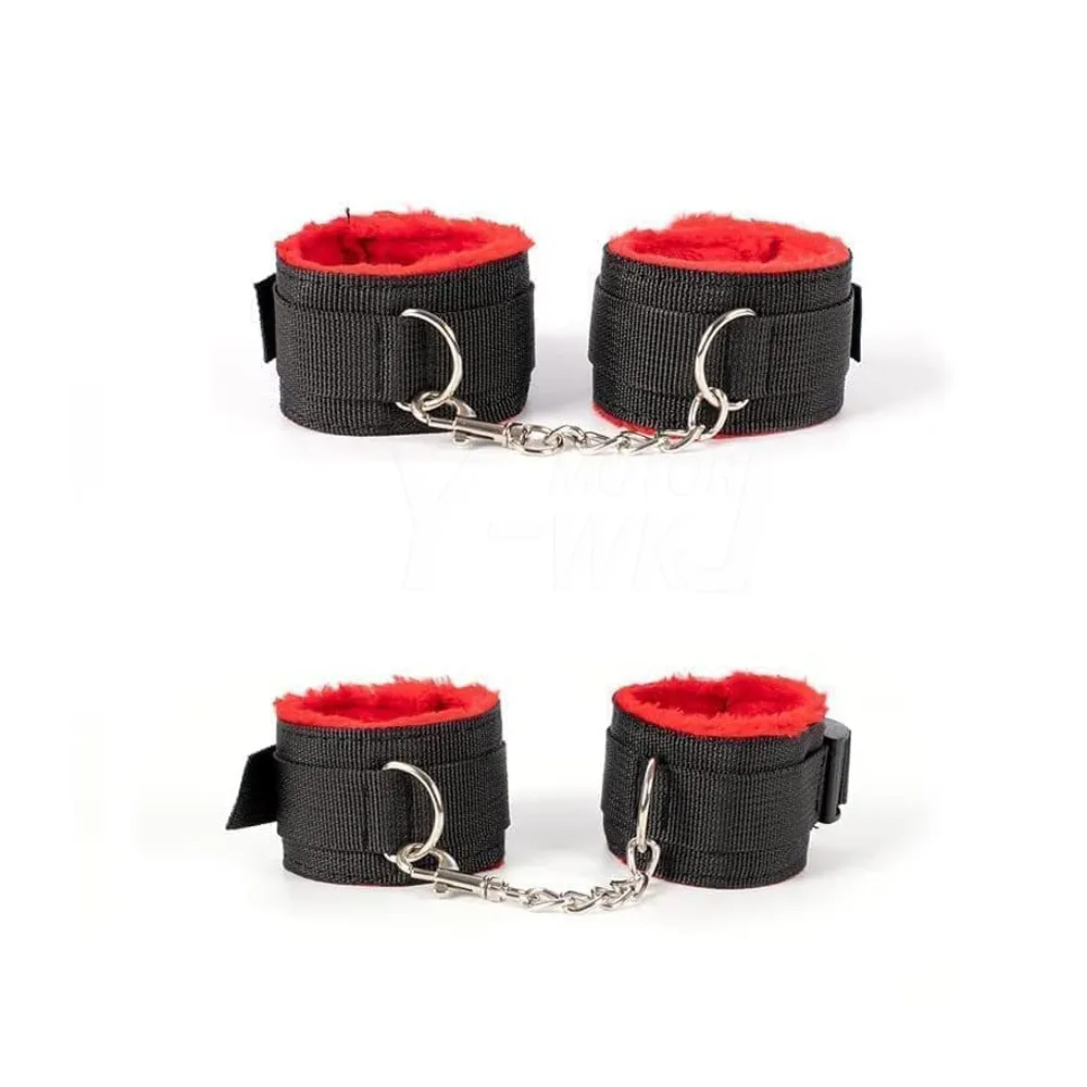 Для пары инструменты для рабства взрослые сексуальные игрушки наручники и цепочки ног, кровать повязки кровати мужской женский фетиш набор из 10 красных