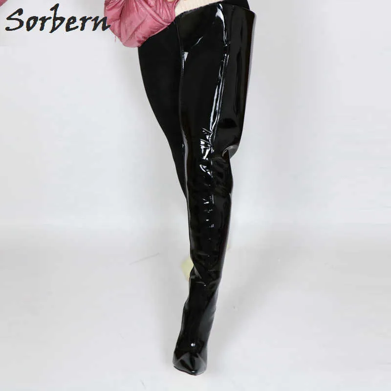 Sorbern Extrem Long Boots Women 18Cm High Heels Pointed Toe Sharp Heels Side Zippers Soft Linnings Boots Custom Wide Shalft