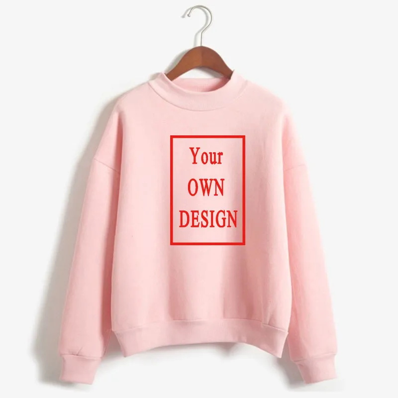 Uw eigen ontwerpmerk Afbeelding Custom Print Women oneck gebreide pullovers Dikke herfst winter snoepkleur losse diy hoodies 220722