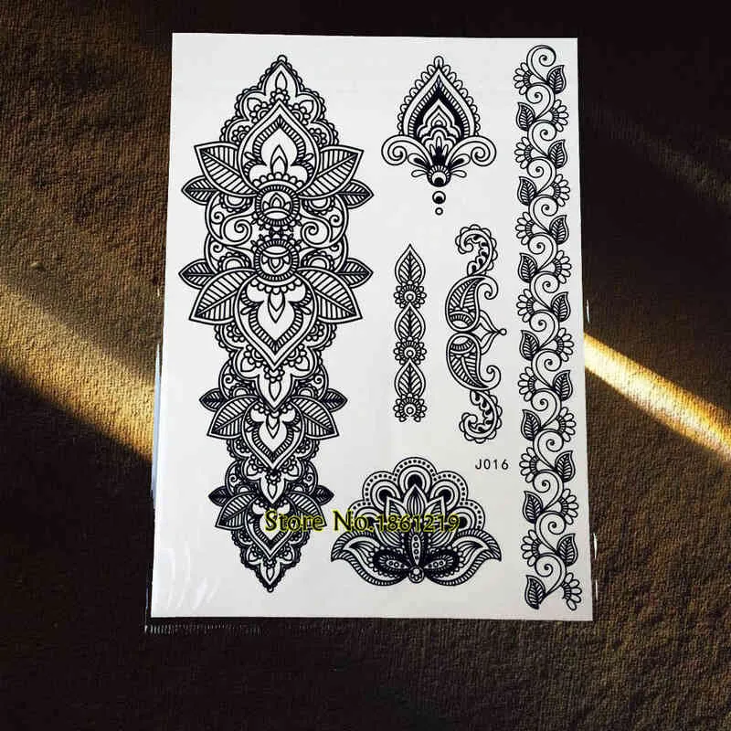 NXY tatouage temporaire papillon noir faux autocollants au henné Gbj024 belle nouvelle Art corporel femmes chaînes Tatoo 0330