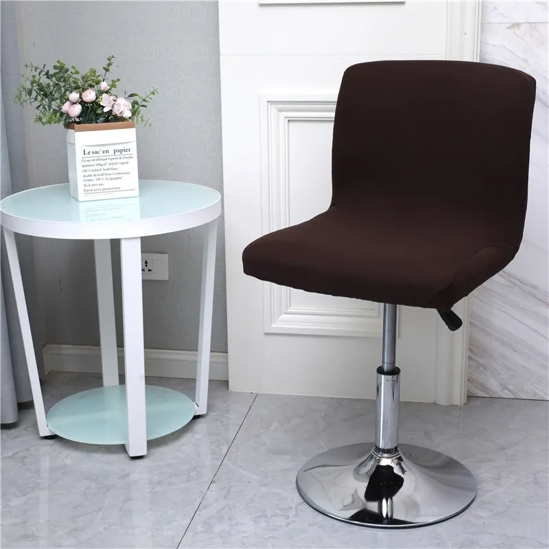Solid Color Bar Stool Chair Cover Low Back Chair Spandex Seat Case Elastic Rotating Lift Stol Cover Dining Seat Protector 220513