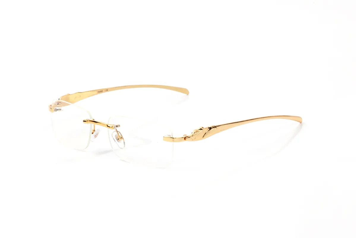 명확한 프레임 선글라스 디자이너 안경 빈티지 여성 남성 브랜드 디자인 여름 음영 색 렌즈 합금 안경 새로운 표범 223T