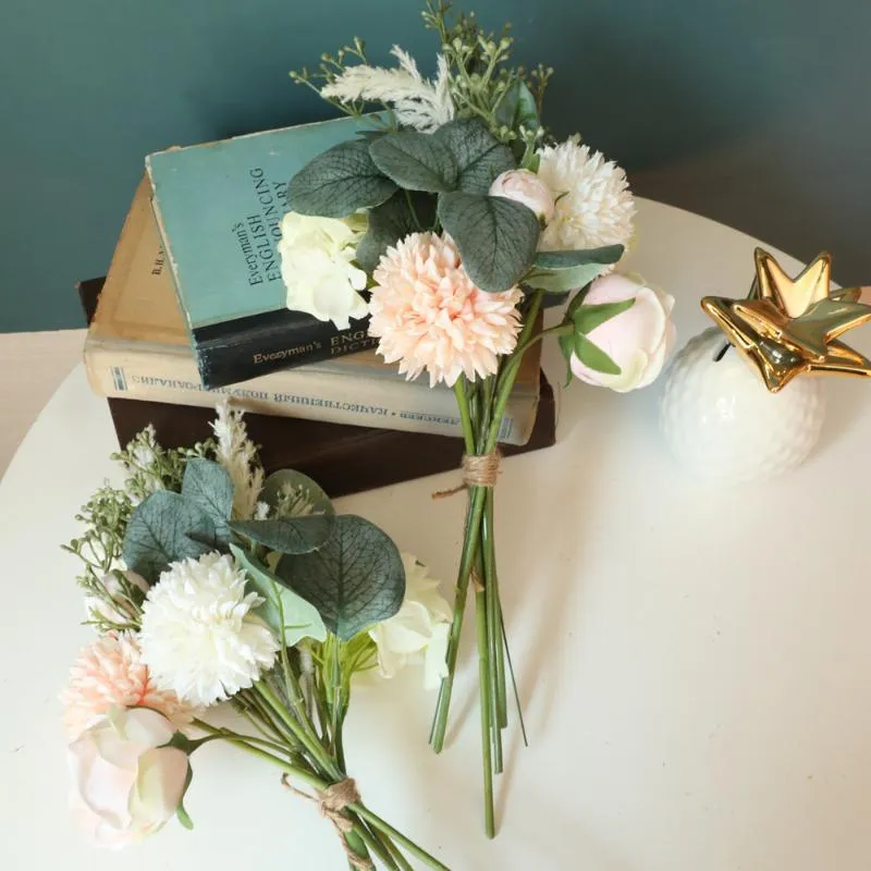 장식용 꽃 화환 indandelion 하이브리드 꽃다발 녹색 식물 가정 거실 장식 크리스마스 결혼식