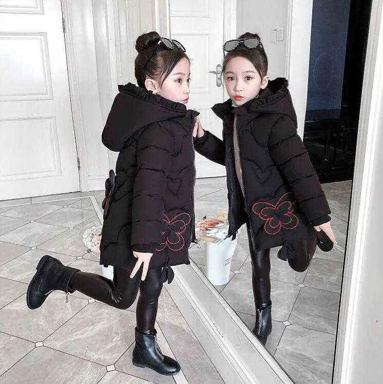 Big Size Thick Warm Winter Teenager Girls Jacket Heavy Long Style Hooded Windbreaker Jacket For Girl Children Christmas Gift J220718