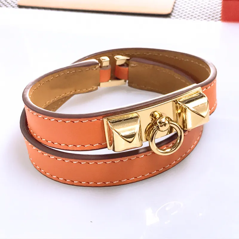 Punk Chic Casual Color Bracciale oro Bracciale di alta qualità uomini veri in pelle vera da donna Accessori di gioielli design spille 2203313926693