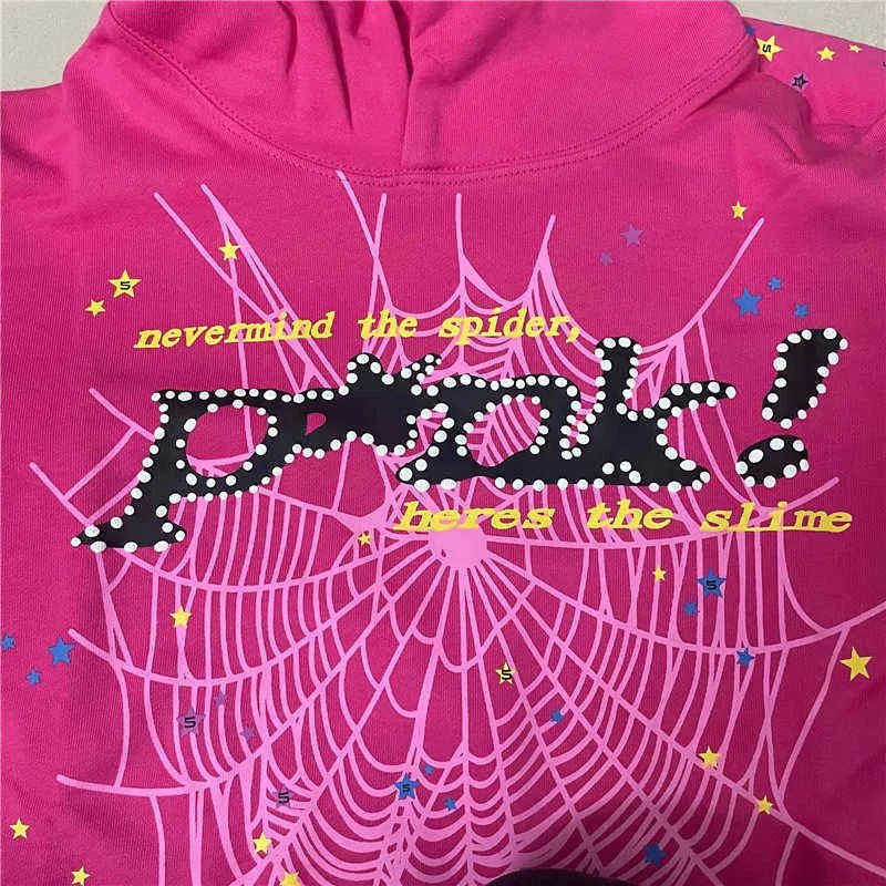 Red  Young Thug 555555 Angel Hoodies Men Women Best Quality Foam Printing Spider Web Sweatshirts T220721