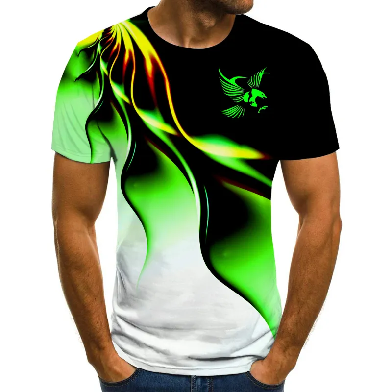 Moda verão camiseta masculina 3d águia impressão camiseta respirável estilo de rua costura tamanho 6xl 220618