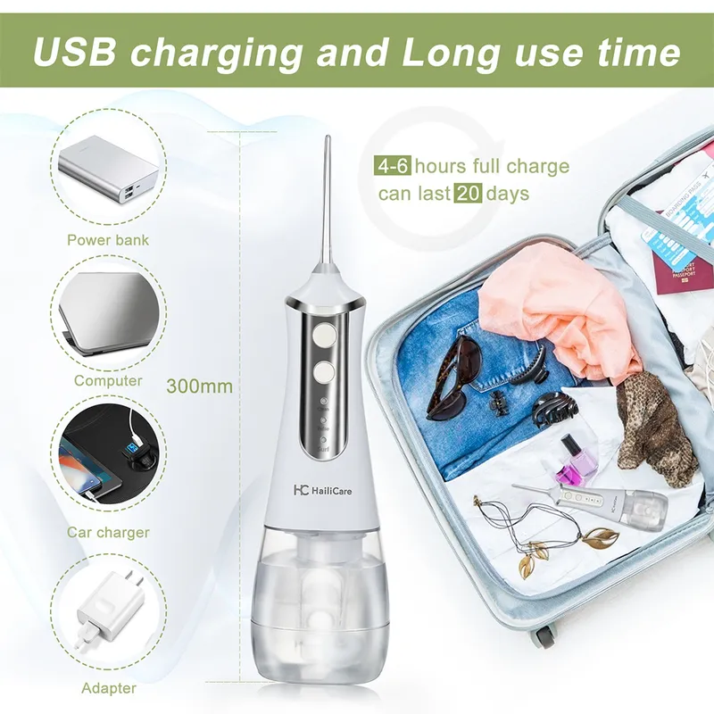 USB Rechargeable Electric Oral Irrigator Tooth Cleaner Portable Dental Water Jet flosser Teeth Cleaning Whitening Tool Kit Care 220727