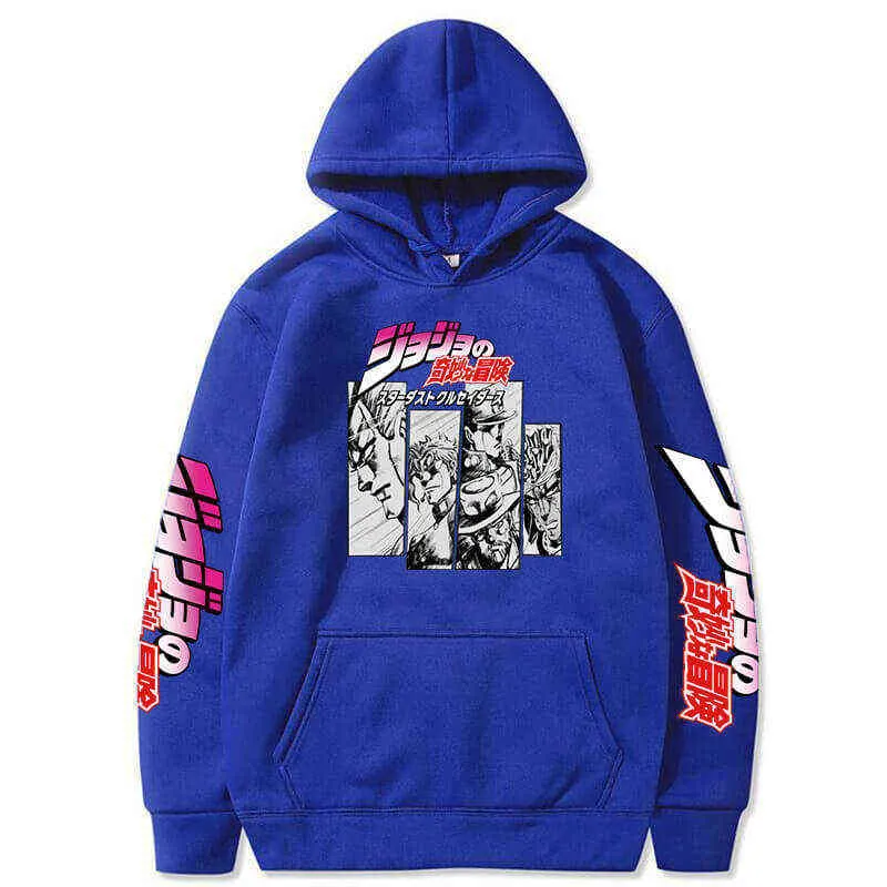 Harajuku Jojo Bizarre Adventure Hoodie اليابانية أنيمي الرجال/النساء قميصات من النوع الثقيل الطويل الأكمام من Cartoon Hip Hop Vintage G220429