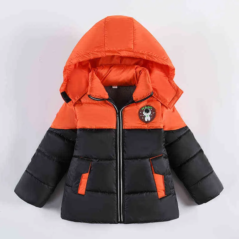 3 4 5 6 Year Baby Boys Thick Warm Winter Jackets 2022 New Fashion Astronaut Hooded Zipper Jacket Children Birthday Gift J220718