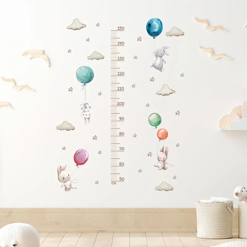 Ballon Lapin Hauteur Mesure Règle Stickers Muraux Toise pour Enfants Chambre Croissance De La Chambre Stickers Muraux Pépinière Autocollants 220510