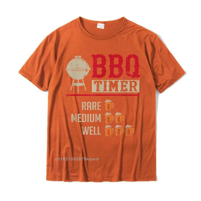 Tops T Shirt Normal ostern Day Brand New Casual Short Sleeve 100% Cotton O-Neck Men Tshirts Casual T-shirts Top Quality Funny BBQ Meat Cooking Timer Beer Grill Chef Barbecue Gift T-Shirt__3598 orange