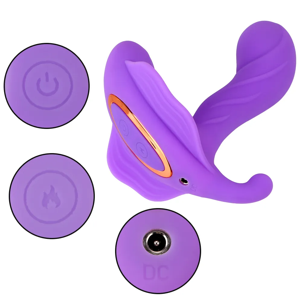 Calcinha vibratória de controle remoto sem fio aquecimento sexy brinquedos para mulheres vestidos de borboleta vibrador clitador de vibrador estimulador