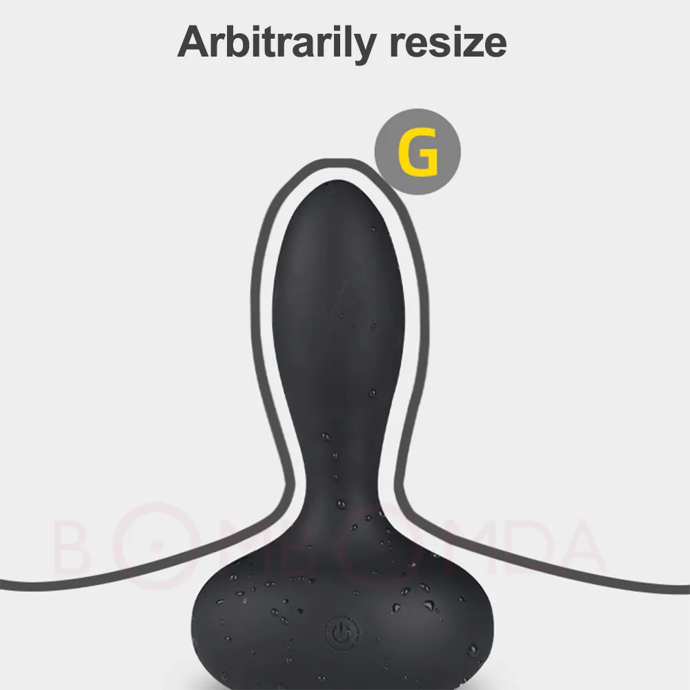 Uppblåsbar enorm anal rumpa plugg trådlös fjärr automatisk inflation dilator utbyggbar silikon män prostata massager sexigtoy